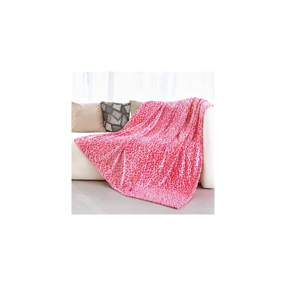 Purple Leopard Print Blanket, Soft Purple Throw Blankets for Women 50x60 in