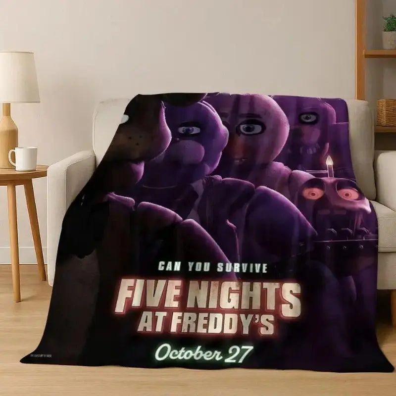 FNAF 5 Nights at Freddy's 3D Game Cartoon Flannel Blanket - Soft, Warm Throw for Bed, Travel, Gamer Decor Gift